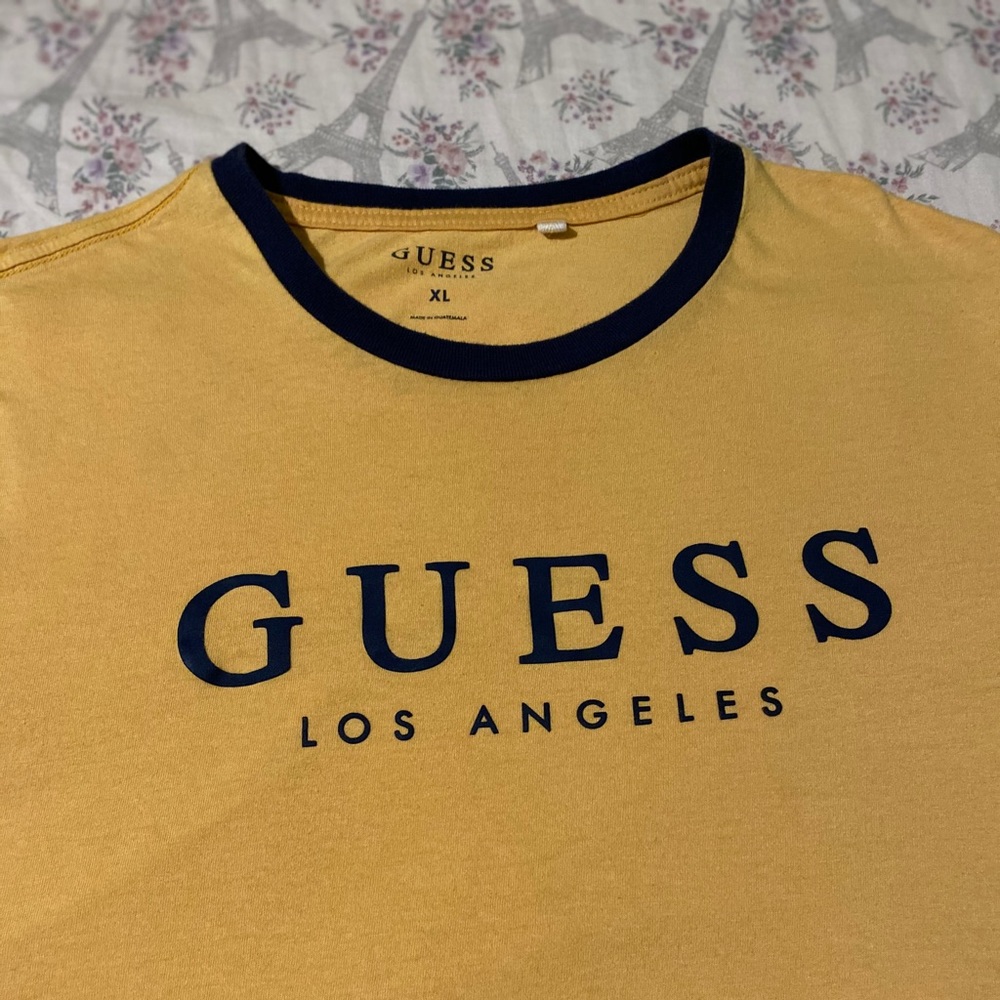 Guess Los Angeles Mens Yellow T-shirt Large - Picture 2 of 9